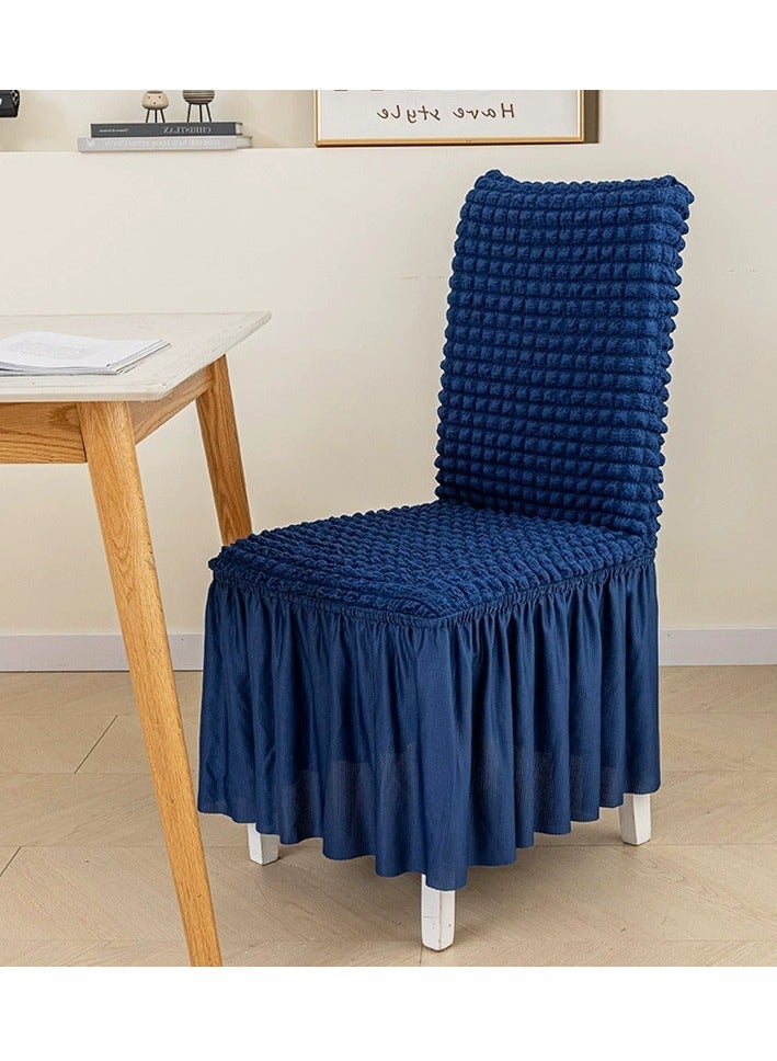 Dining room chair cover 2-piece set, elastic chair cover with skirt and detachable kitchen chair cover protective cover for home, party and wedding (blue, 2 pieces) - Image 1